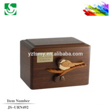 JS-URN492 chickadee carved wooden urn